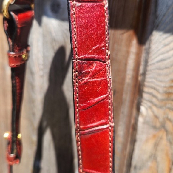 Aigner Red Croc Embossed Leather Crossbody Purse - Picture 7 of 16